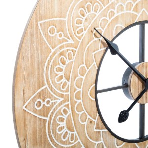 Horloge gravée en bois D60 cm - Atmosphère Déco
