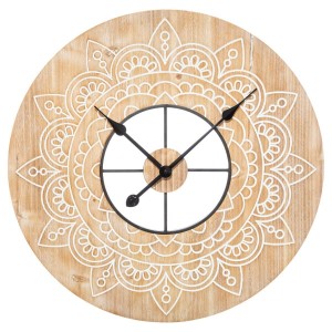 Horloge gravée en bois D60 cm