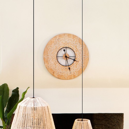 Horloge gravée en bois D60 cm