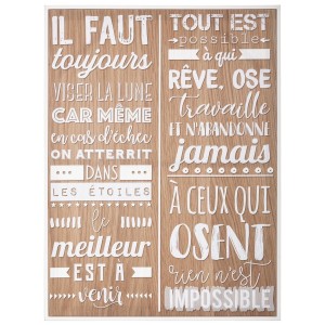 Toile imprimée "Citations" encadrée 58x78 cm