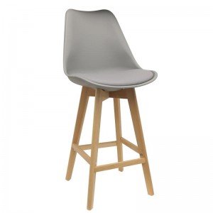 Chaise de bar pp grise pieds bois m2