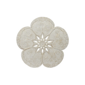 Decoration murale mdf 120x2x118 fleur blanc