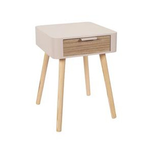 Chevet 1 tiroir en bois rose m1