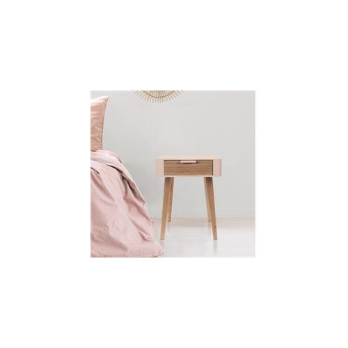 Chevet 1 tiroir en bois rose m1