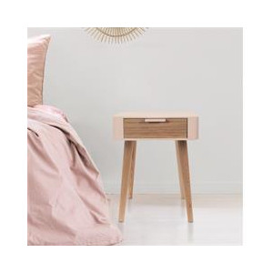 Chevet 1 tiroir en bois rose m1