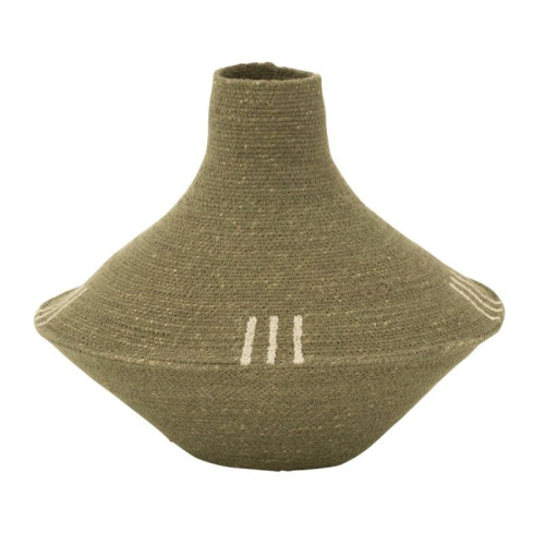 Vase 3 lignes jonc de mer vert/blanc