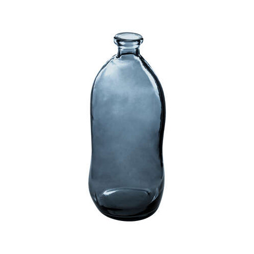 VASE BOUTEILLE VERRE RECYCLE BLEU ORAGE  H73CM
