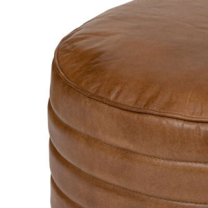 Pouf rond cuir GAJ caramel 2