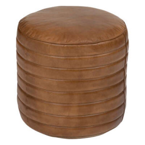 Pouf rond cuir GAJ caramel