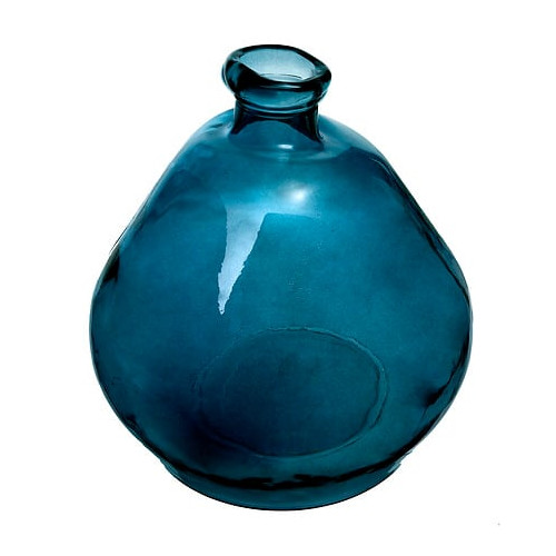 vase verre recycle rond Uly bleu d45