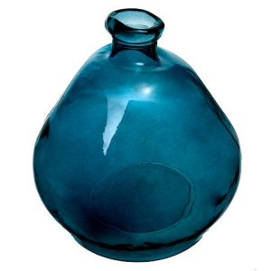 vase verre recycle rond Uly bleu d45