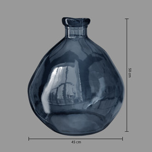 vase verre recycle rond Uly bleu d45