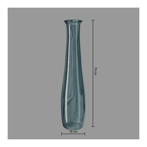 Vase long verre recycle Uly bleu h80
