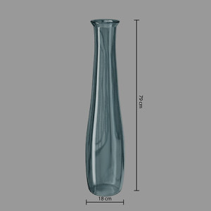 Vase long verre recycle Uly bleu h80