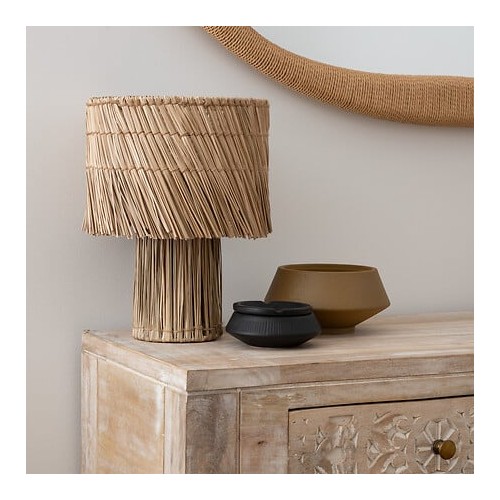 LAMPE A POSER EN ROSEAU YONI NATUREL  H34CM