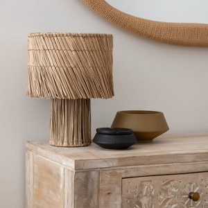LAMPE A POSER EN ROSEAU YONI NATUREL  H34CM