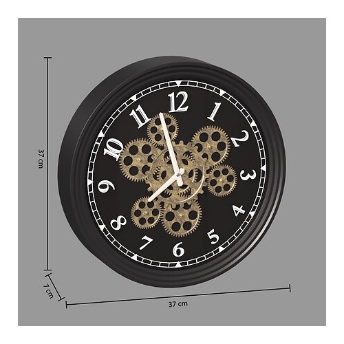 HORLOGE AVEC MECANISME MELY NOIRE EN METAL DIAM...