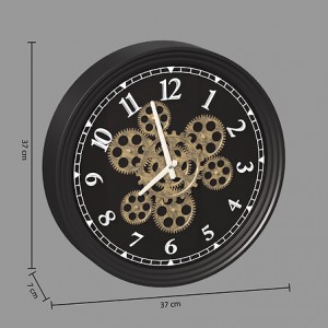 HORLOGE AVEC MECANISME MELY NOIRE EN METAL DIAM 37CM