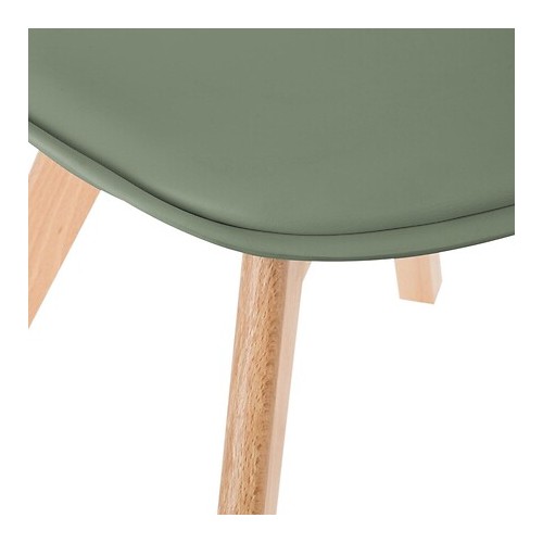 Chaise "baya" vert kaki, pieds en hêtre