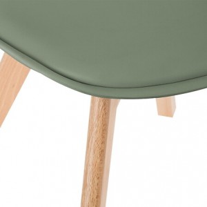 Chaise "baya" vert kaki, pieds en hêtre
