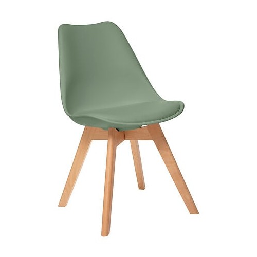 Chaise "baya" vert kaki, pieds en hêtre