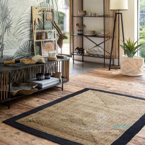 Tapis bord Noir en jute 120x170