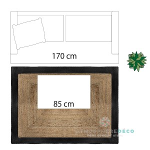 Tapis bord Noir en jute 120x170