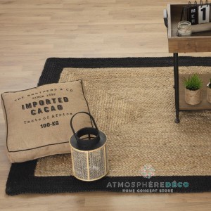 Tapis bord Noir en jute 120x170