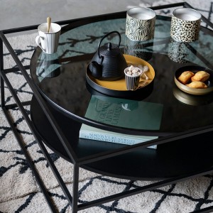 Table basse "Yoho", plateau verre trempé 90x90 cm 2